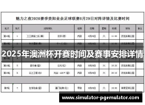 2025年澳洲杯开赛时间及赛事安排详情